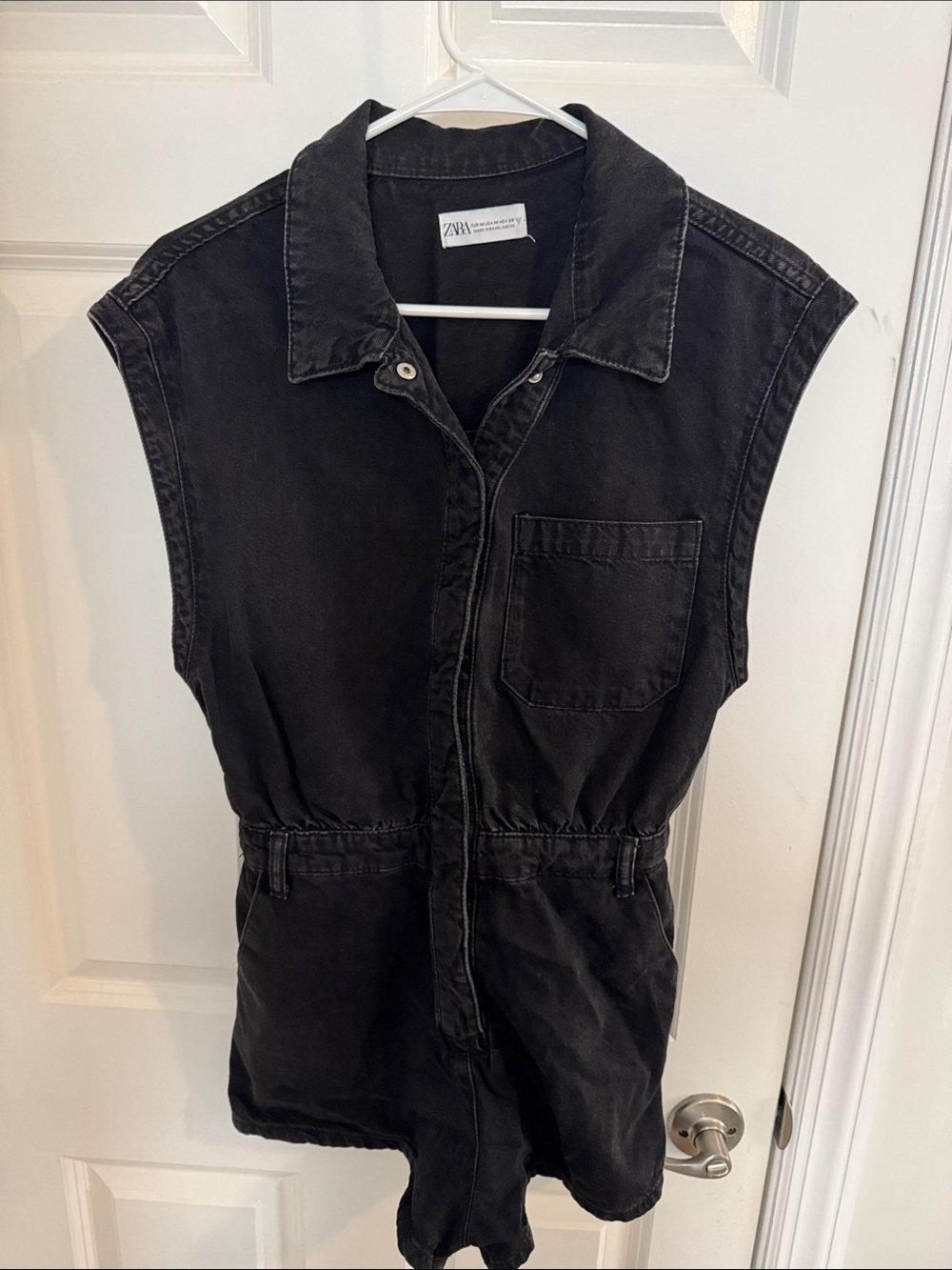 Zara Black Denim Romper